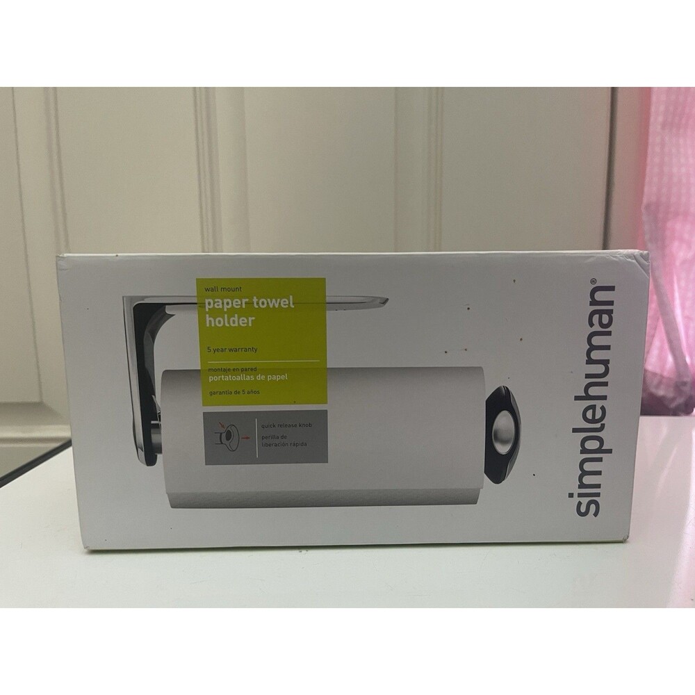 simplehuman Stainless Steel Wall Mount kitchen Paper Towel Holder Silver